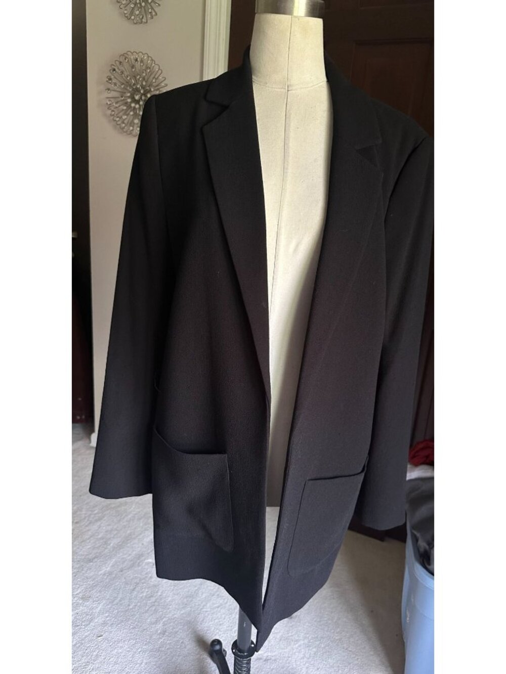 Ladies longer black open blazer jacket from 1.STATE with pockets sz 10